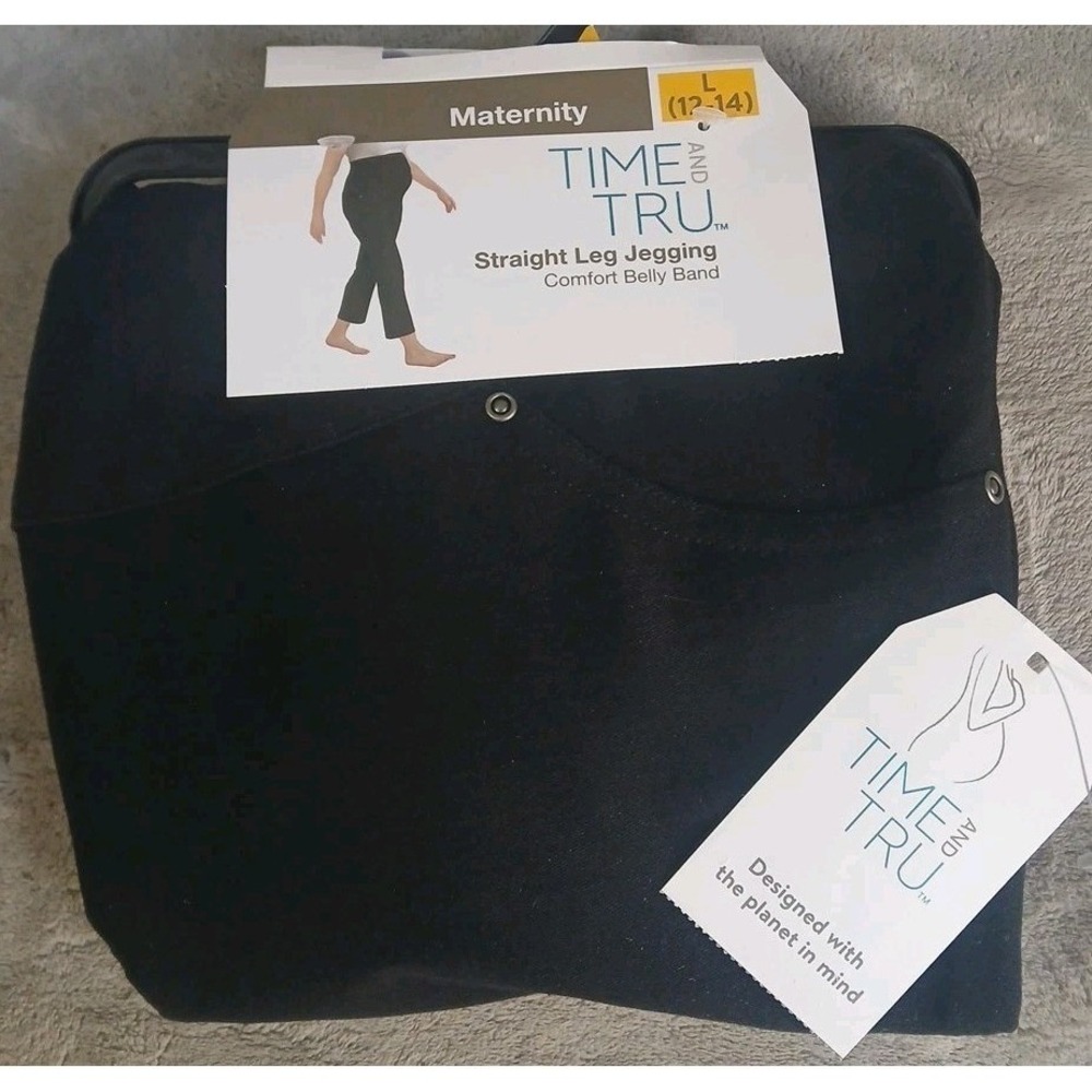 Time and Tru Maternity Straight Leg Jean Jeggings Black Large Work Pants Comfort